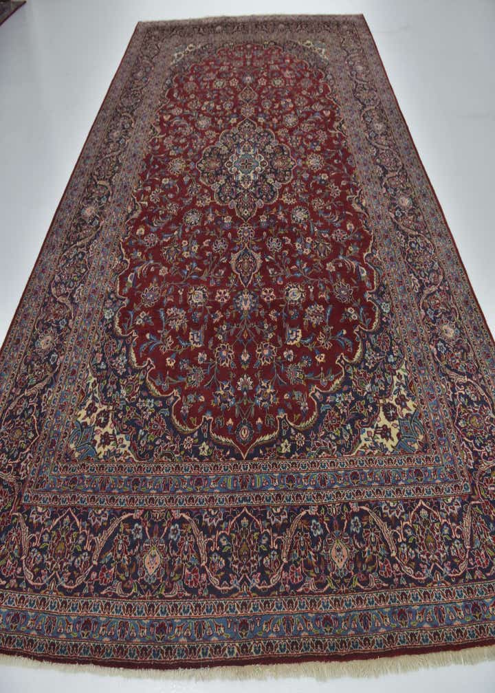 9' 9 x 13' 3 Hand Knotted Kashan Persian Wool Rug