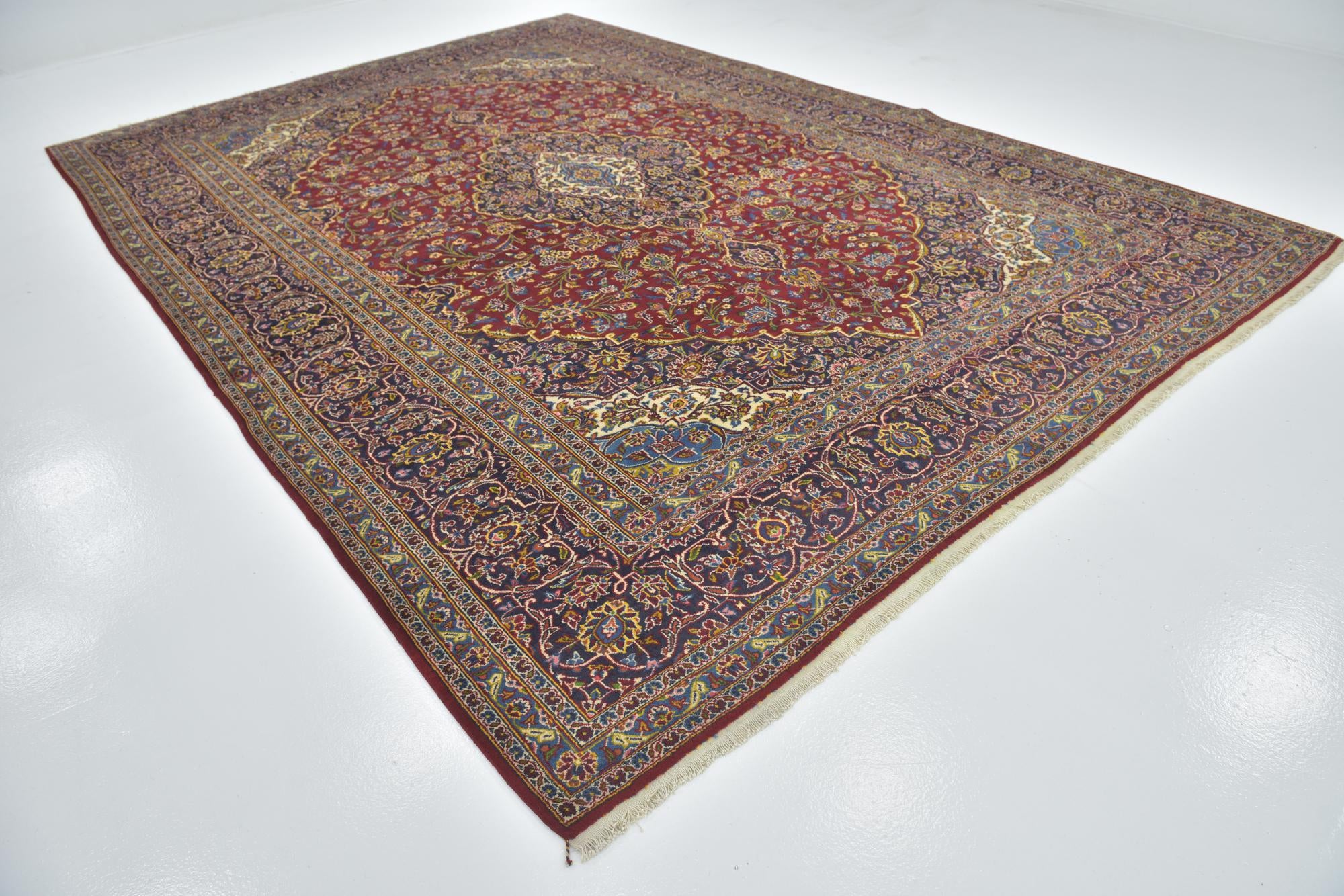 9' 6 x 13' 5 Hand Knotted Kashan Persian Wool Rug