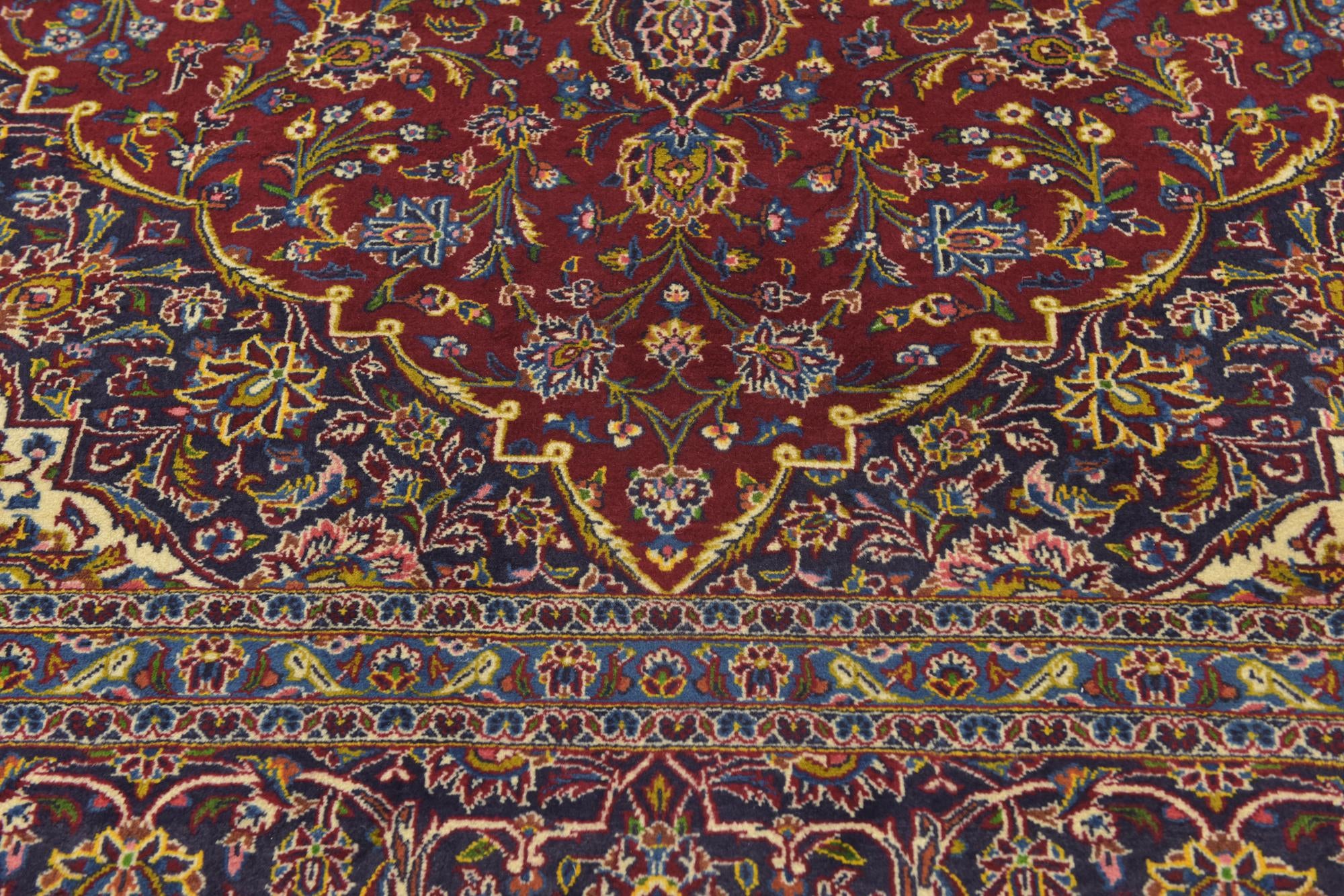 9' 6 x 13' 5 Hand Knotted Kashan Persian Wool Rug