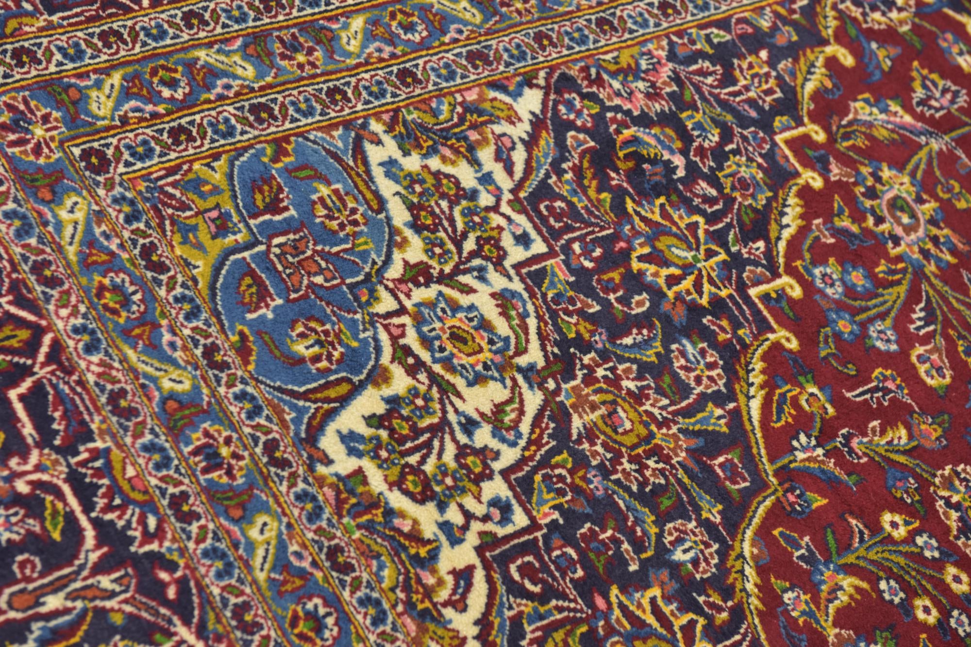 9' 6 x 13' 5 Hand Knotted Kashan Persian Wool Rug
