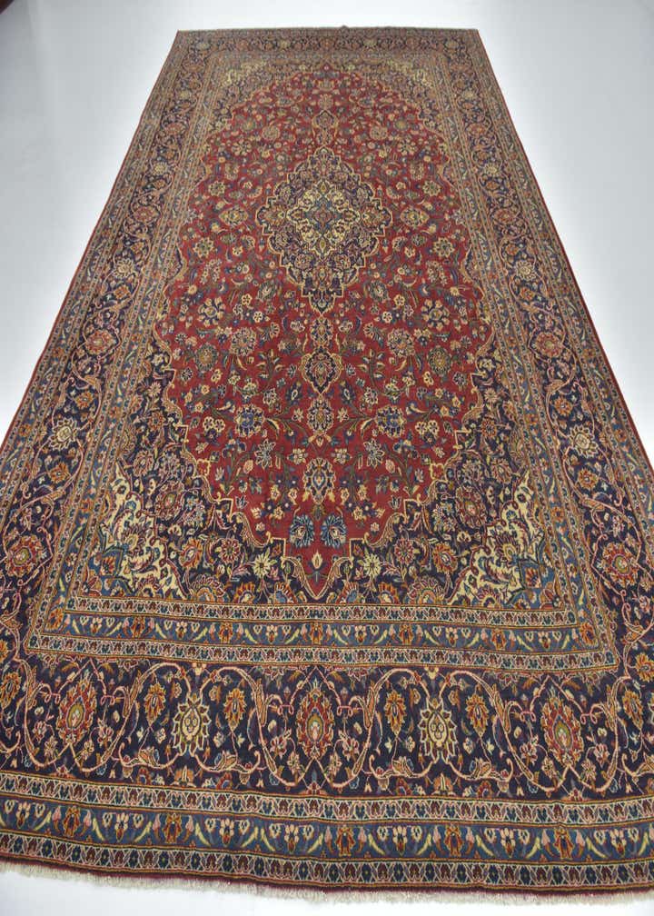 9' 10 x 13' 3 Hand Knotted Kashan Persian Wool Rug