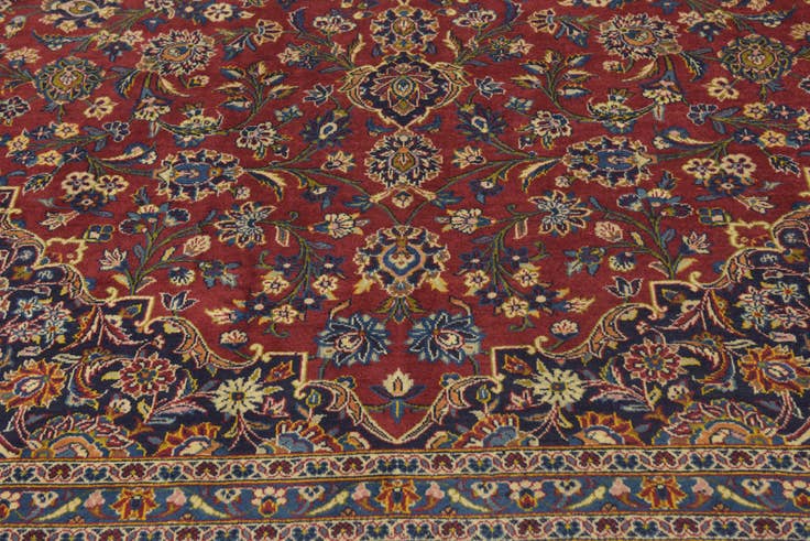 Detail image of 9' 10 x 13' 3 Hand Knotted Kashan Persian Wool Rug