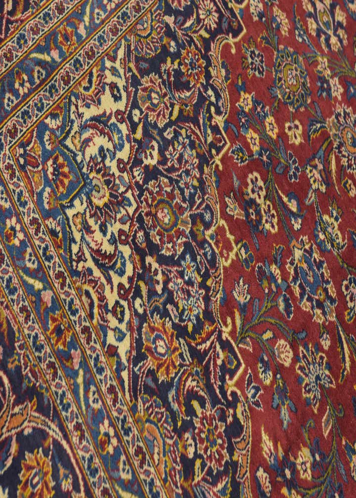 9' 10 x 13' 3 Hand Knotted Kashan Persian Wool Rug