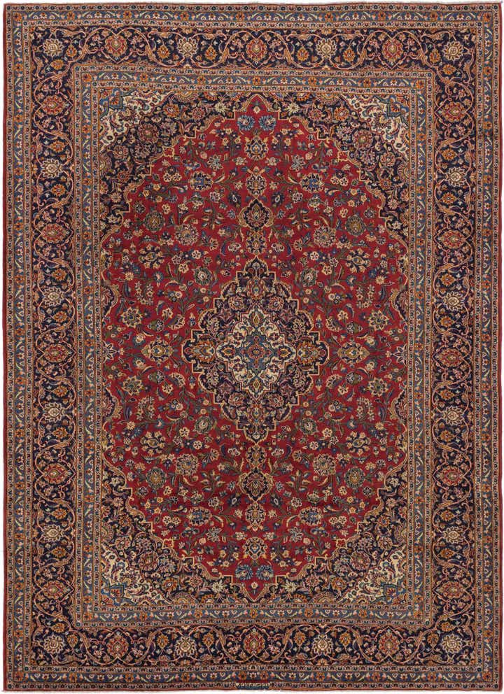 9' 10 x 13' 3 Hand Knotted Kashan Persian Wool Rug