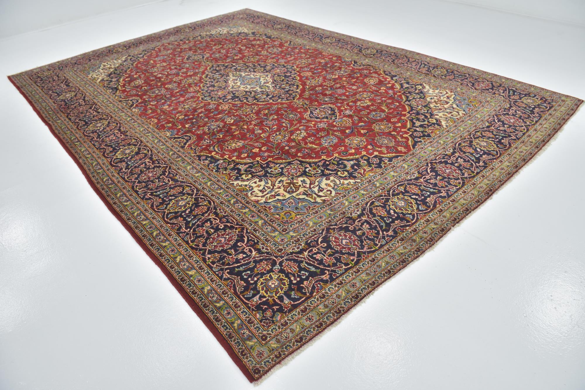 295cm x 405cm Hand Knotted Kashan Persian Wool Rug