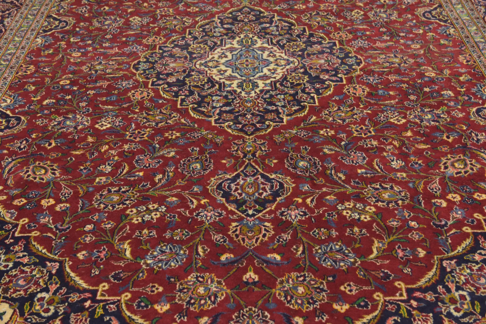 295cm x 405cm Hand Knotted Kashan Persian Wool Rug