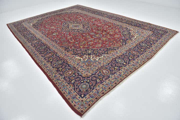 9' 9 x 13' 4 Hand Knotted Kashan Persian Wool Rug