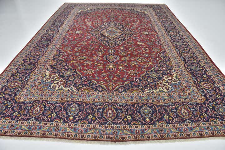 9' 9 x 13' 4 Hand Knotted Kashan Persian Wool Rug