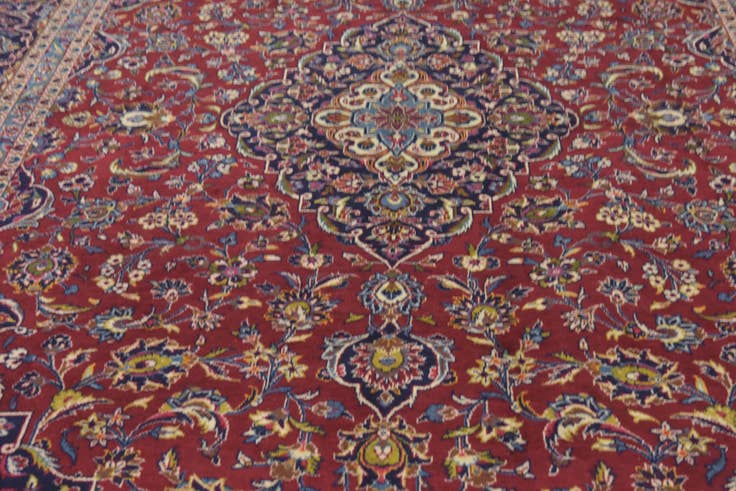Detail image of 9' 9 x 13' 4 Hand Knotted Kashan Persian Wool Rug