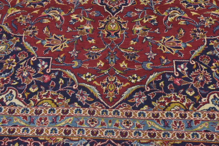 Detail image of 9' 9 x 13' 4 Hand Knotted Kashan Persian Wool Rug