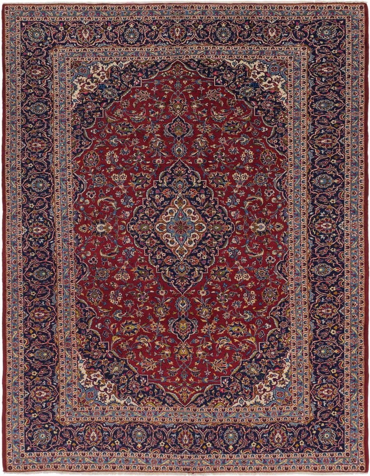 Detail image of 9' 9 x 13' 4 Hand Knotted Kashan Persian Wool Rug