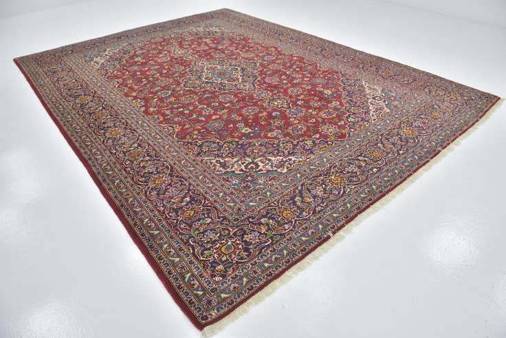 Detail image of 9' 8 x 12' 9 Hand Knotted Kashan Persian Wool Rug