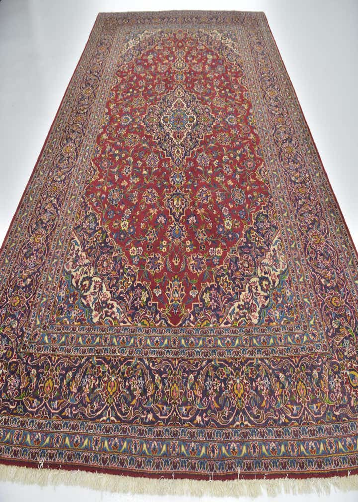 9' 8 x 12' 9 Hand Knotted Kashan Persian Wool Rug
