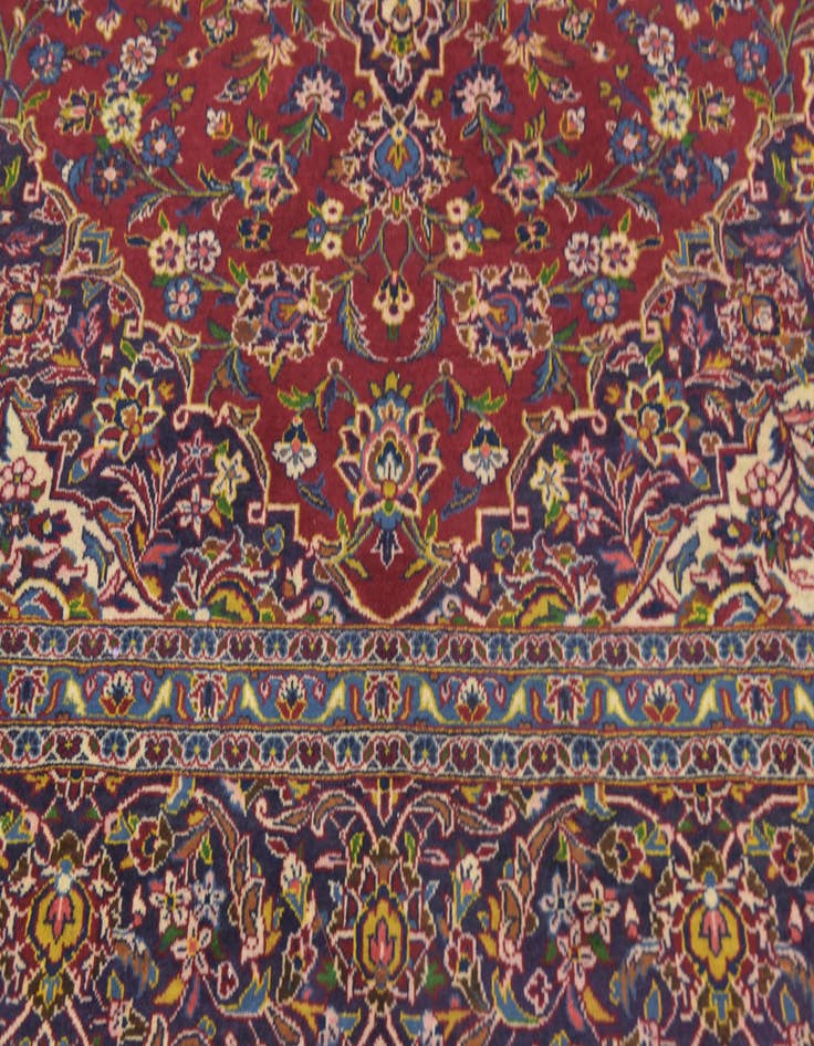 Detail image of 9' 8 x 12' 9  Hand Knotted Kashan Persian Wool Rug