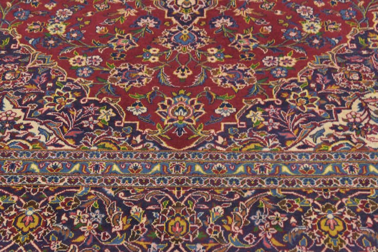 Detail image of 9' 8 x 12' 9 Hand Knotted Kashan Persian Wool Rug