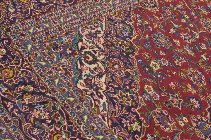 9' 8 x 12' 9 Hand Knotted Kashan Persian Wool Rug