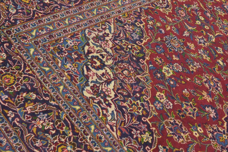 Detail image of 9' 8 x 12' 9 Hand Knotted Kashan Persian Wool Rug