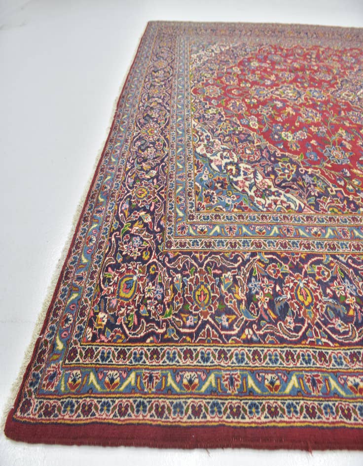 Detail image of 9' 8 x 12' 9  Hand Knotted Kashan Persian Wool Rug