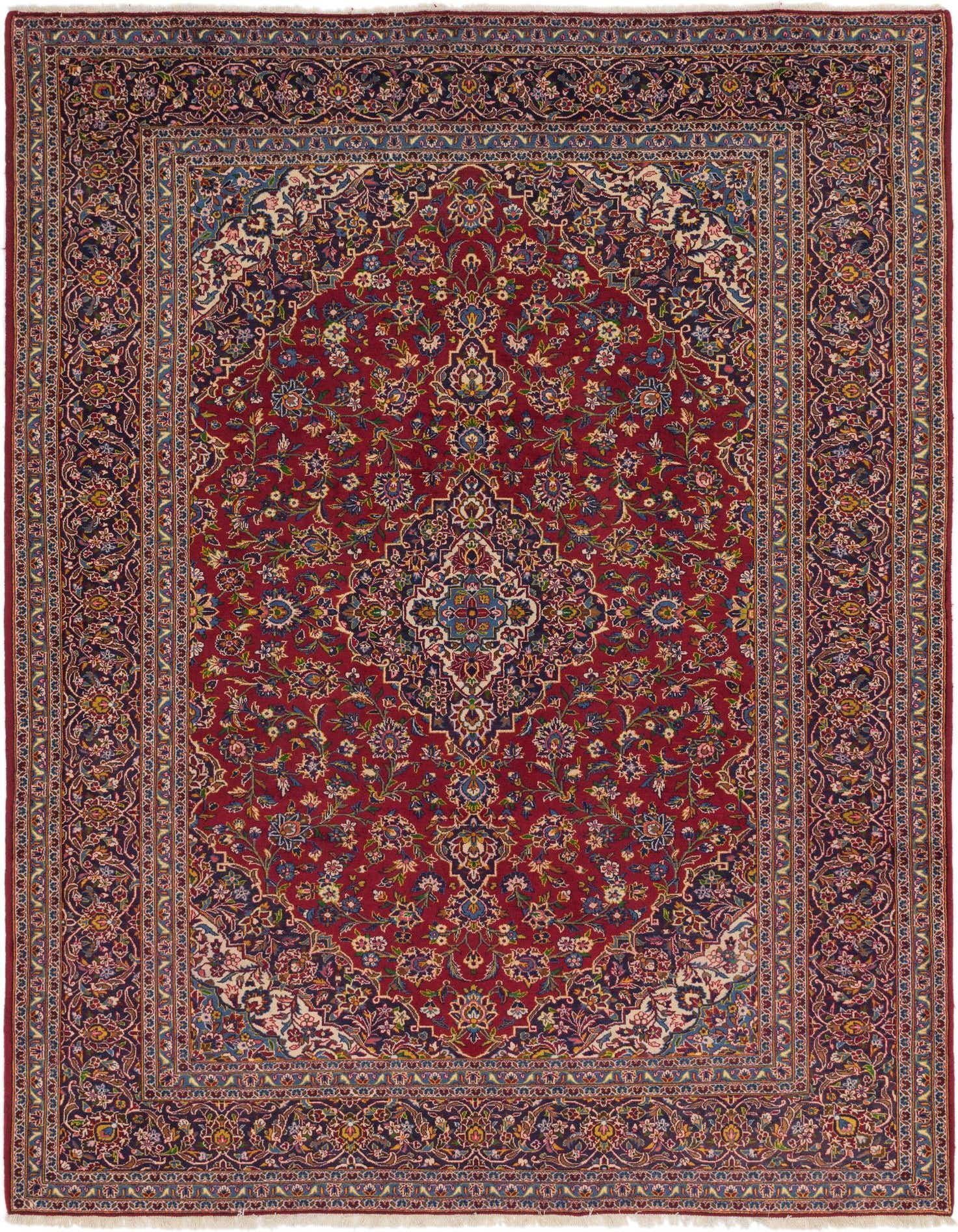 9' 8 x 12' 9 Hand Knotted Kashan Persian Wool Rug
