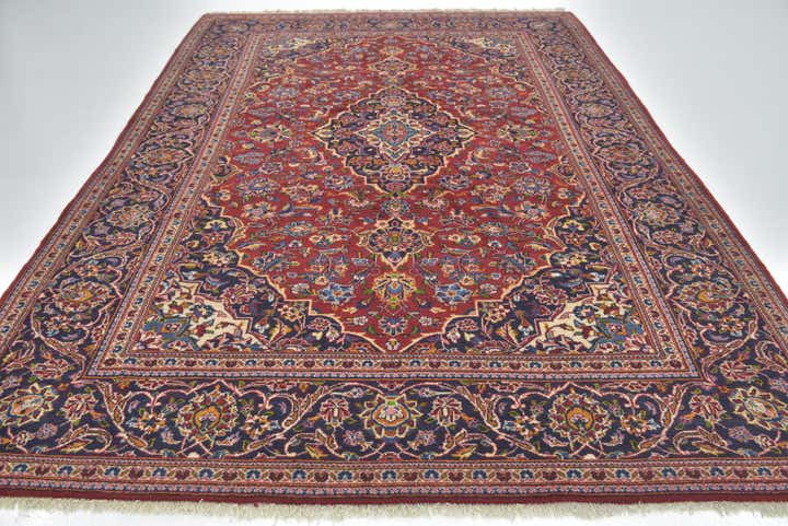 7' 2 x 10' 7 Hand Knotted Kashan Persian Wool Rug