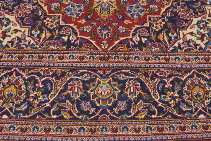 7' 2 x 10' 7 Hand Knotted Kashan Persian Wool Rug