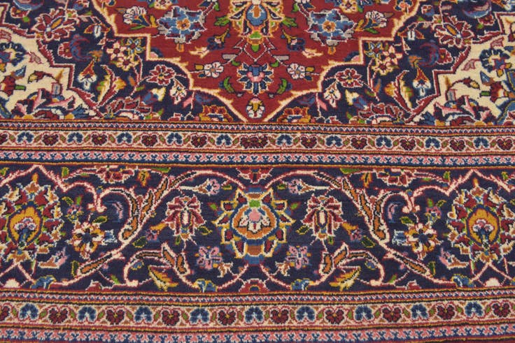 Detail image of 7' 2 x 10' 7 Hand Knotted Kashan Persian Wool Rug