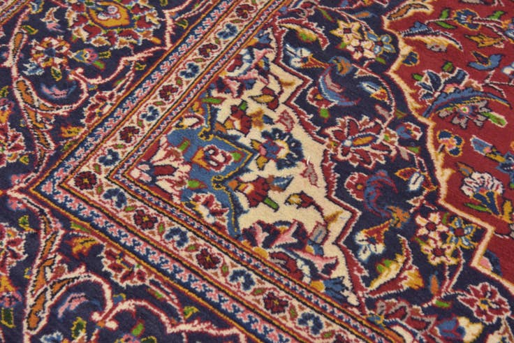 Detail image of 7' 2 x 10' 7 Hand Knotted Kashan Persian Wool Rug