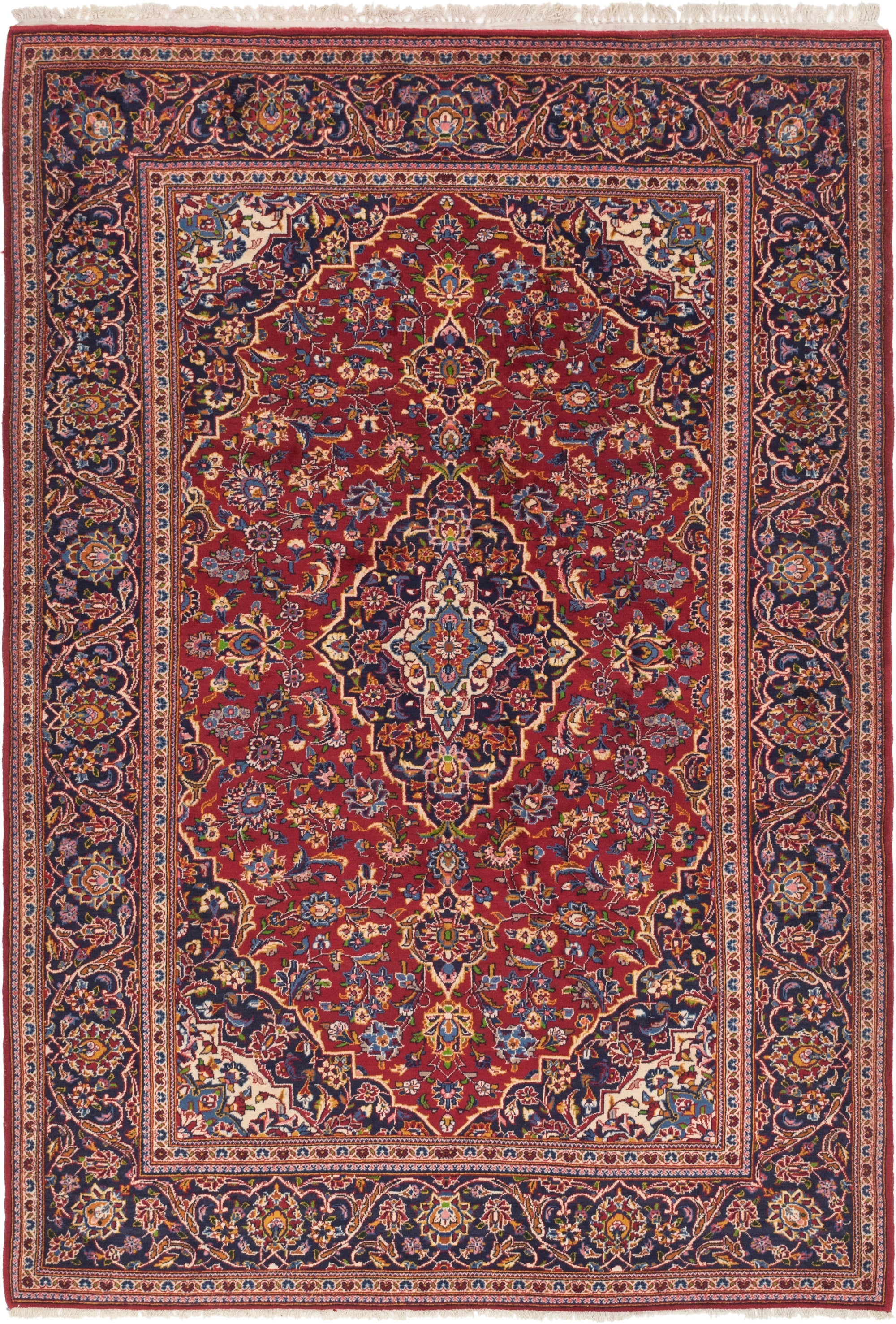7' 2 x 10' 7 Hand Knotted Kashan Persian Wool Rug
