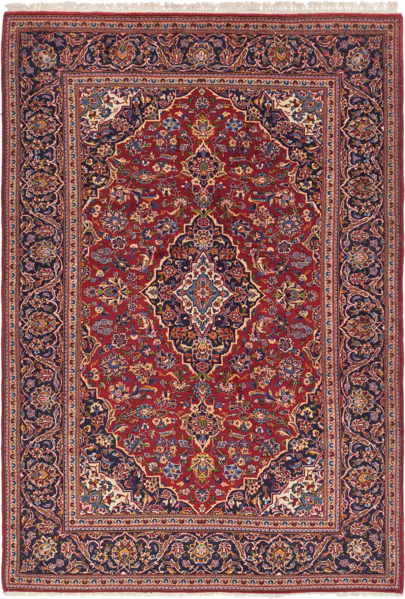 7' 2 x 10' 7 Hand Knotted Kashan Persian Wool Rug
