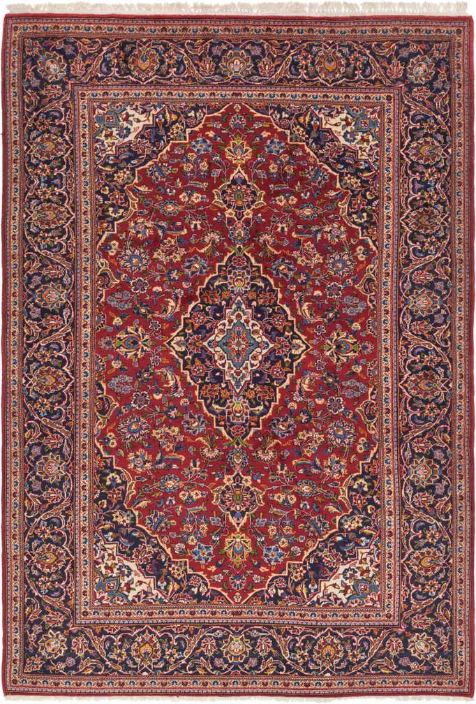 7' 2 x 10' 7 Hand Knotted Kashan Persian Wool Rug