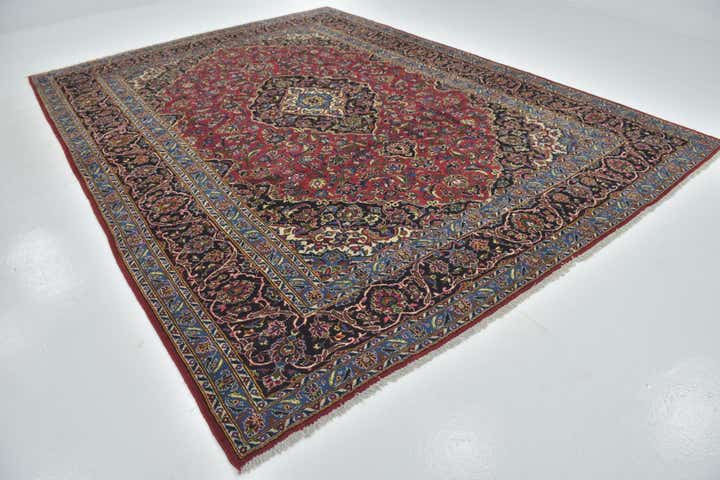 9' 9 x 13' Hand Knotted Kashan Persian Wool Rug