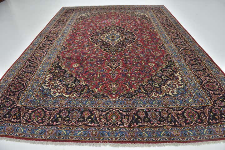 9' 9 x 13' Hand Knotted Kashan Persian Wool Rug
