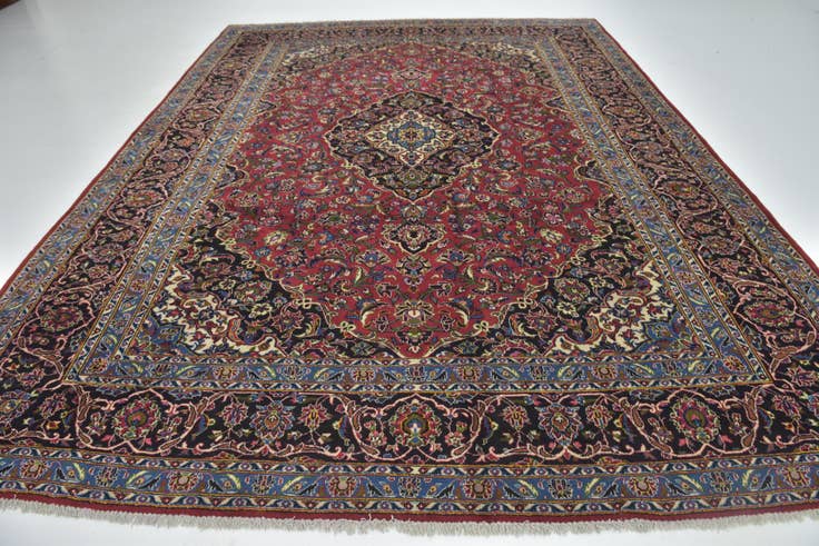 Detail image of 9' 9 x 13' Hand Knotted Kashan Persian Wool Rug