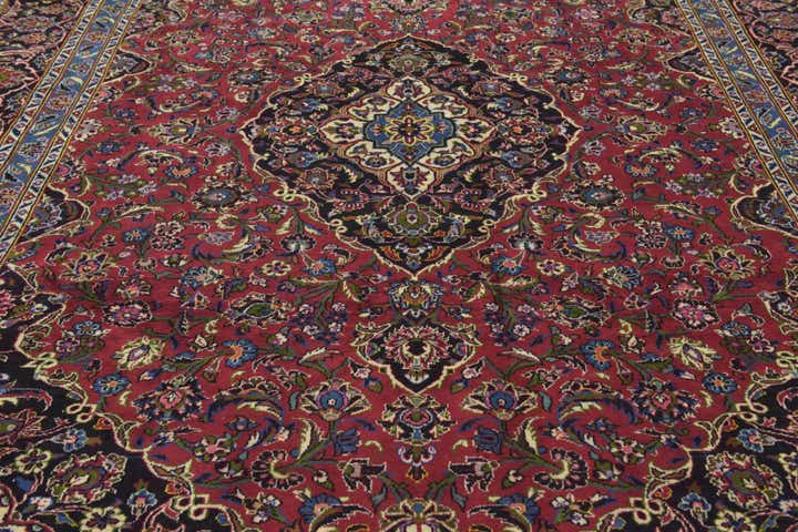 9' 9 x 13' Hand Knotted Kashan Persian Wool Rug
