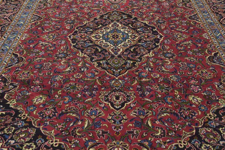 Detail image of 9' 9 x 13' Hand Knotted Kashan Persian Wool Rug