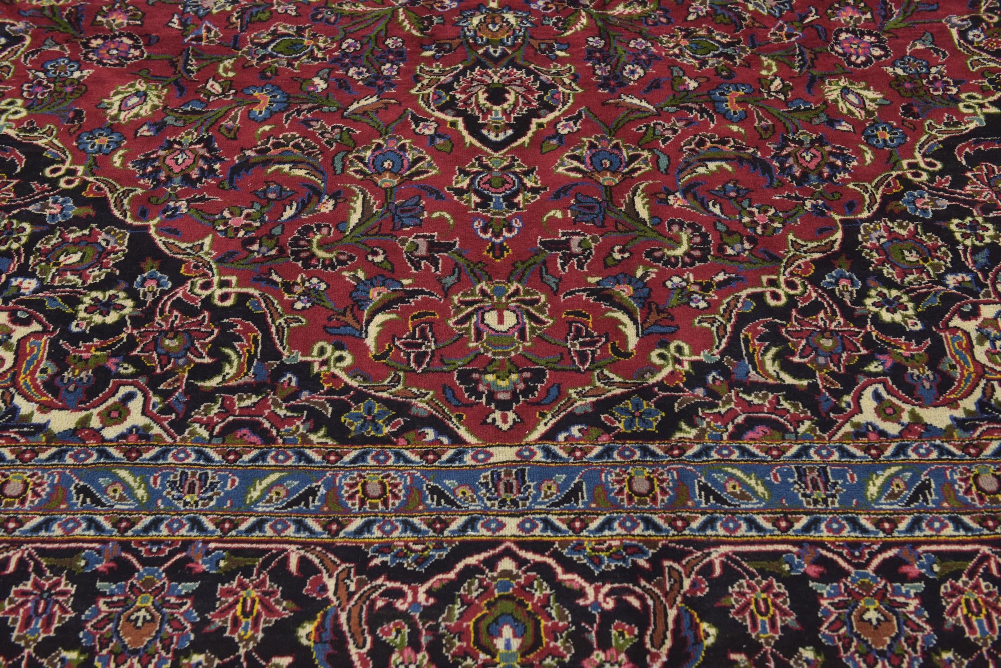 9' 9 x 13' Hand Knotted Kashan Persian Wool Rug
