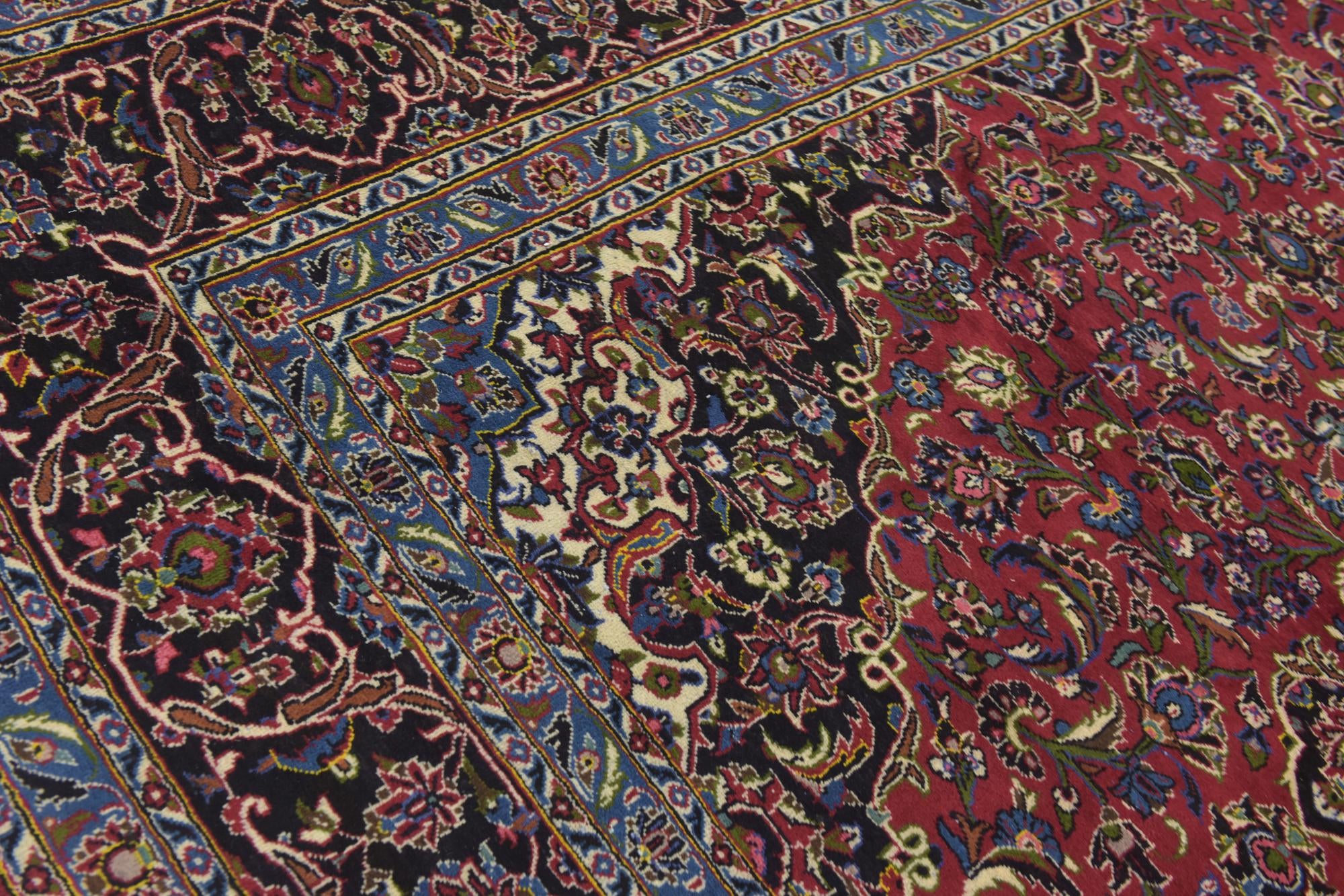 9' 9 x 13' Hand Knotted Kashan Persian Wool Rug