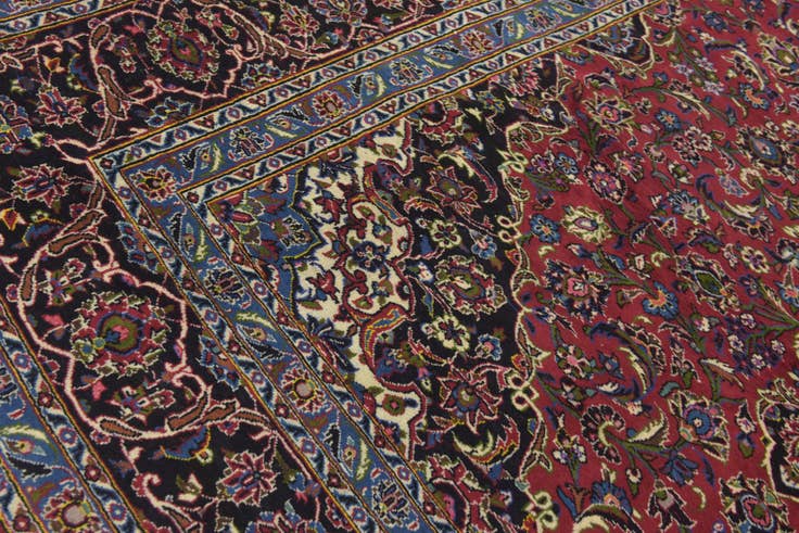 Detail image of 9' 9 x 13' Hand Knotted Kashan Persian Wool Rug
