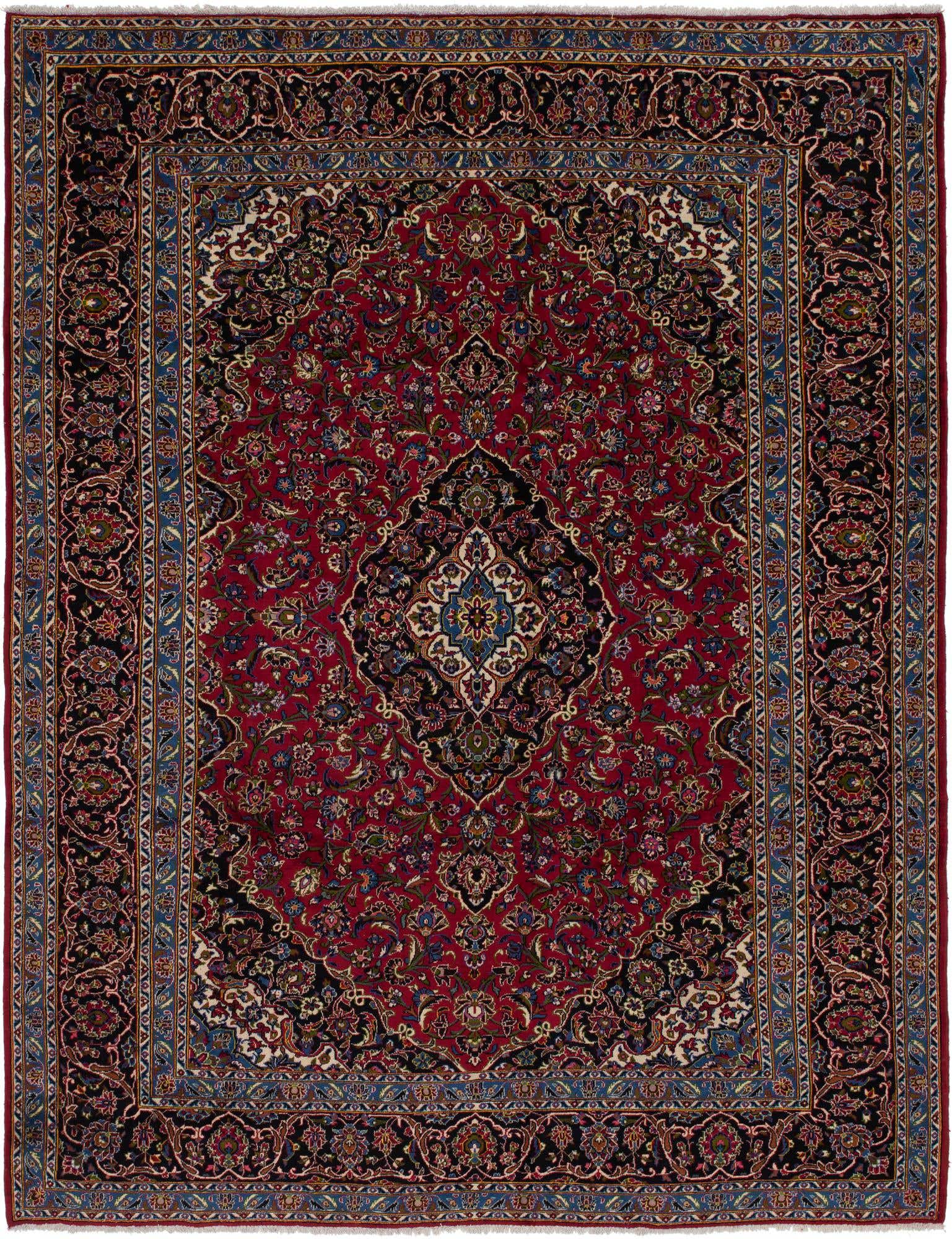 9' 9 x 13' Hand Knotted Kashan Persian Wool Rug