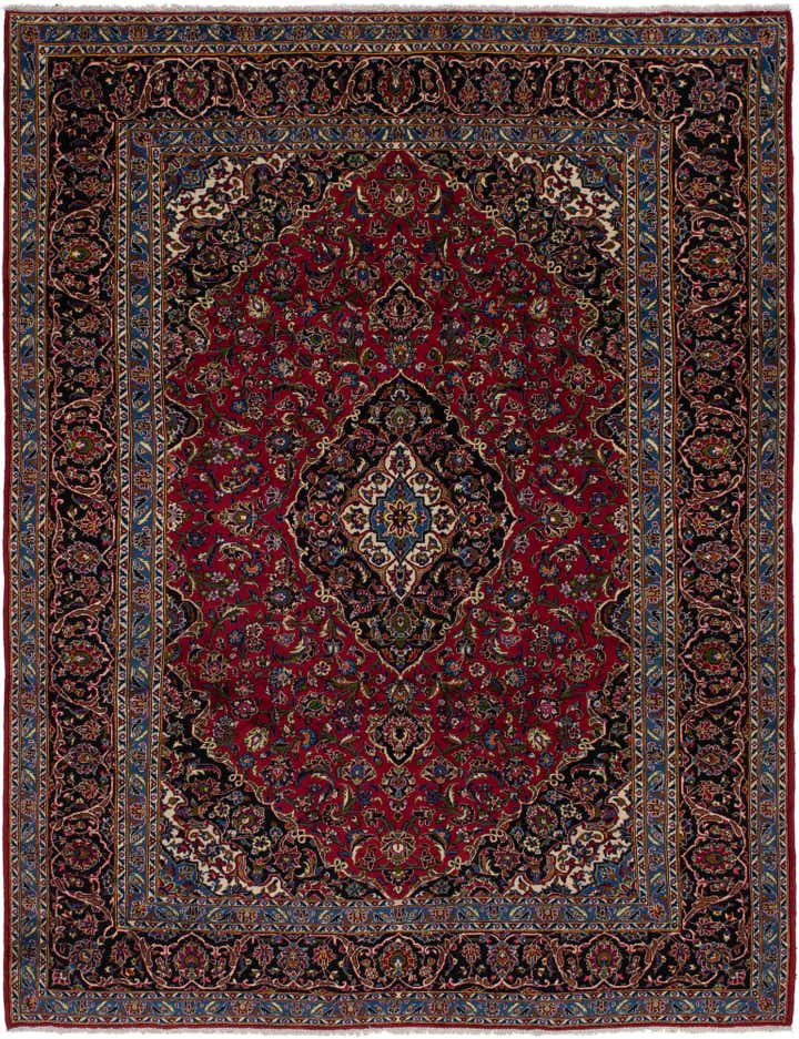 9' 9 x 13' Hand Knotted Kashan Persian Wool Rug