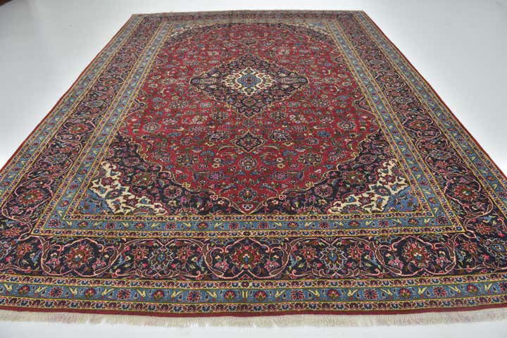9' 9 x 13' 3 Hand Knotted Kashan Persian Wool Rug