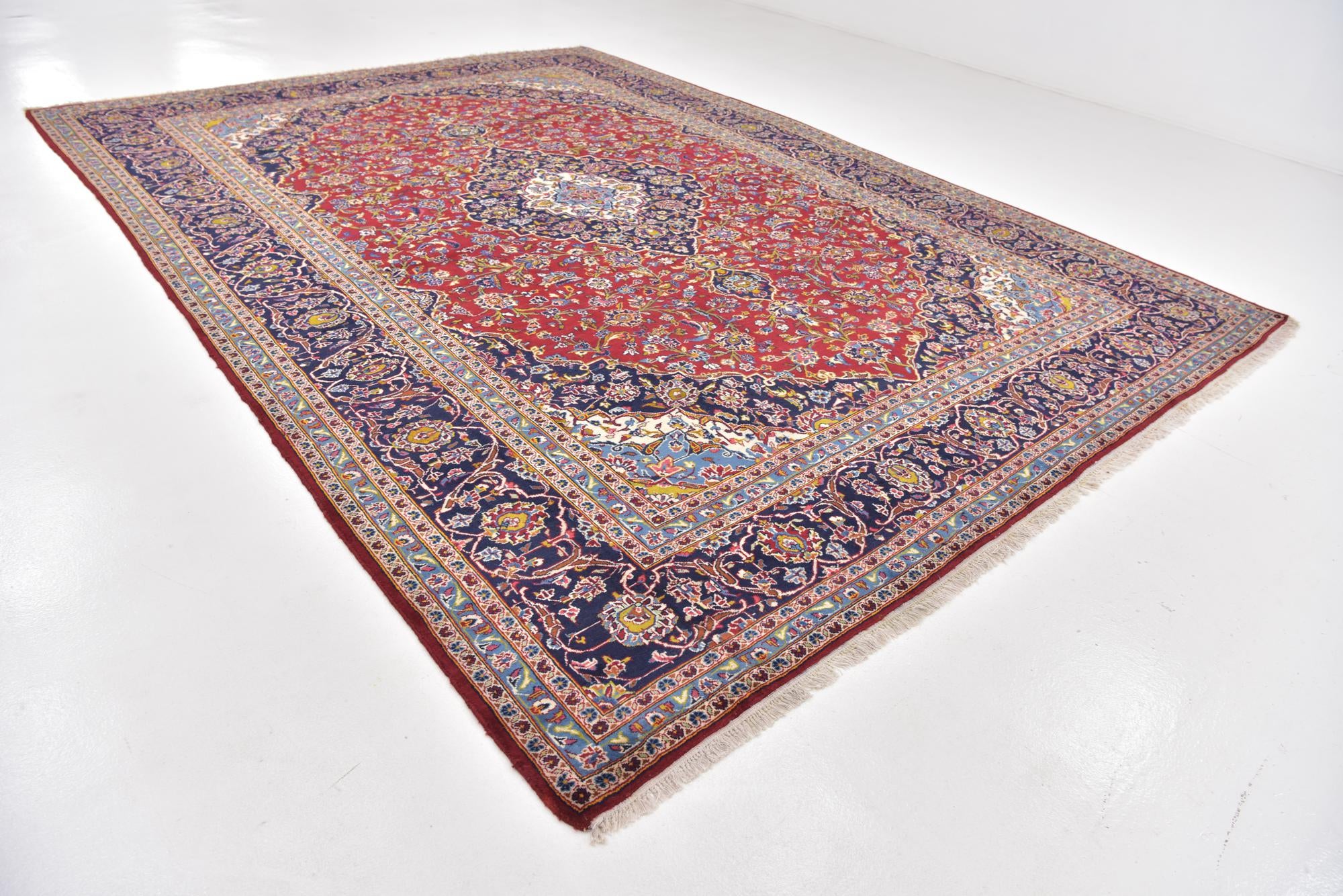 9' 9 x 13' 6 Hand Knotted Kashan Persian Wool Rug