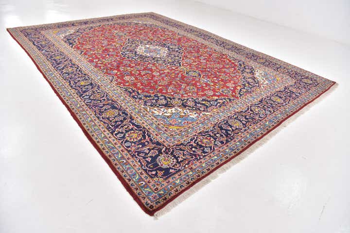 9' 9 x 13' 6 Hand Knotted Kashan Persian Wool Rug