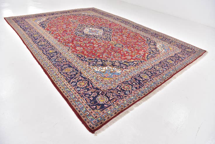 Detail image of 9' 9 x 13' 6 Hand Knotted Kashan Persian Wool Rug