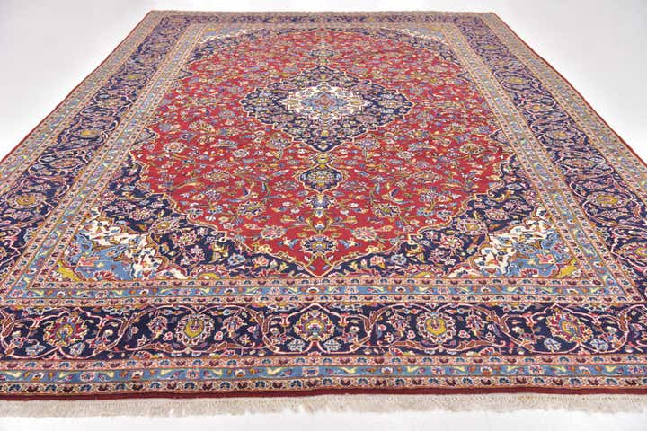 9' 9 x 13' 6 Hand Knotted Kashan Persian Wool Rug