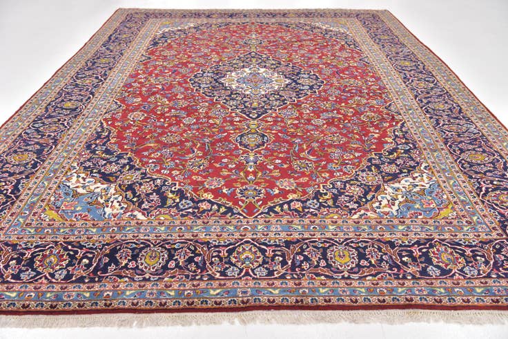 Detail image of 9' 9 x 13' 6 Hand Knotted Kashan Persian Wool Rug