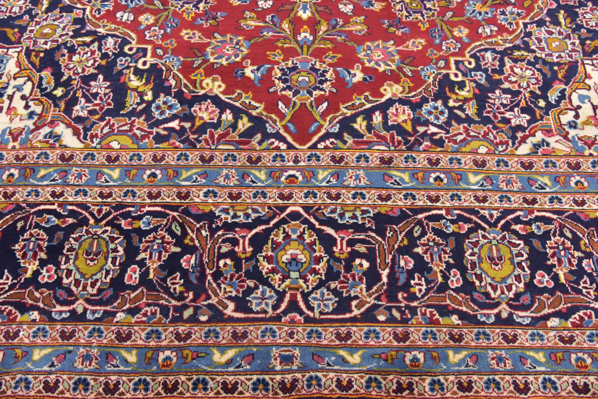 9' 9 x 13' 6 Hand Knotted Kashan Persian Wool Rug