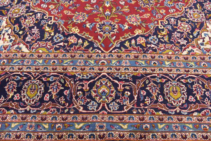 Detail image of 9' 9 x 13' 6 Hand Knotted Kashan Persian Wool Rug