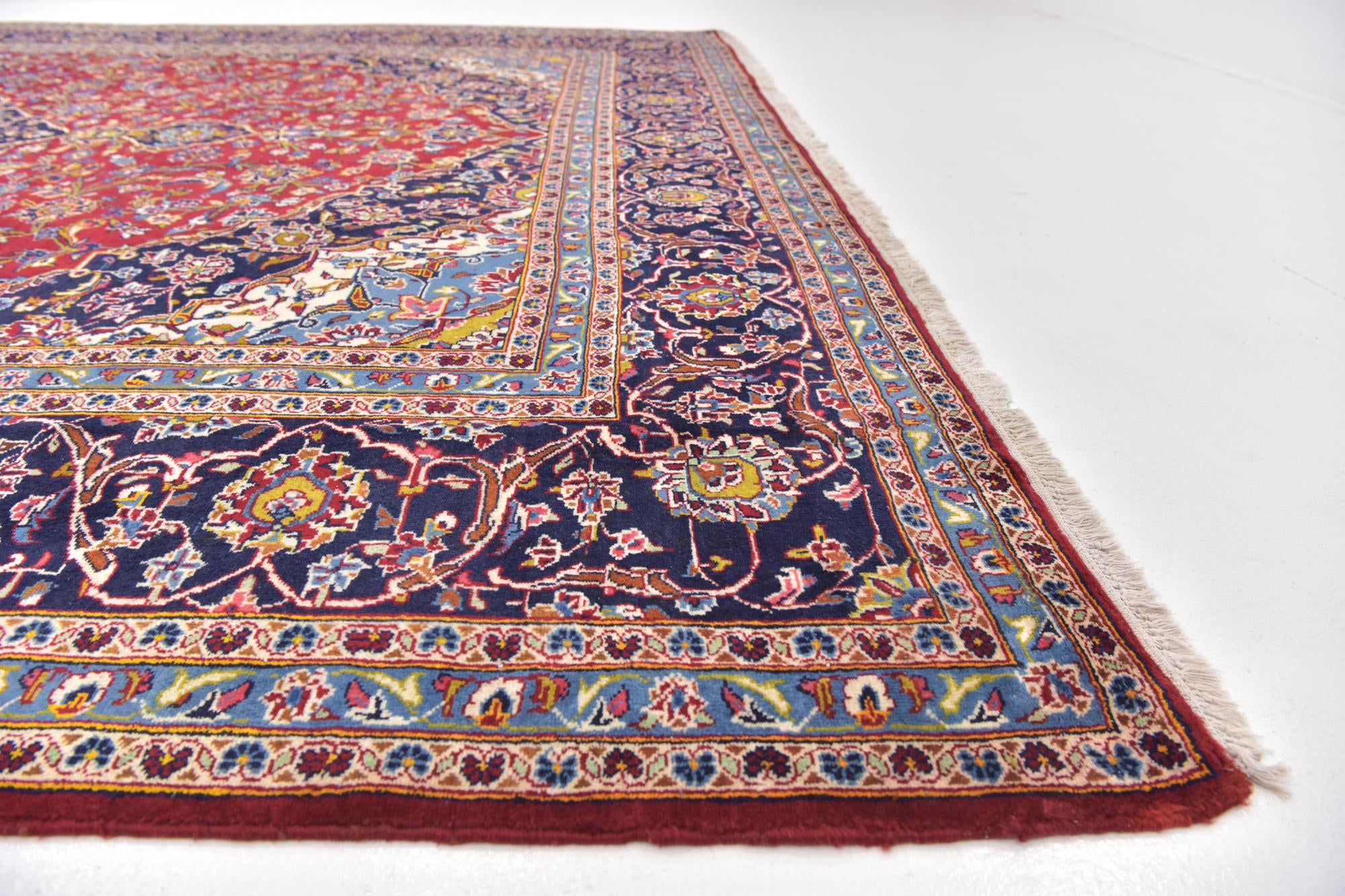 9' 9 x 13' 6 Hand Knotted Kashan Persian Wool Rug
