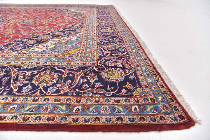 9' 9 x 13' 6 Hand Knotted Kashan Persian Wool Rug